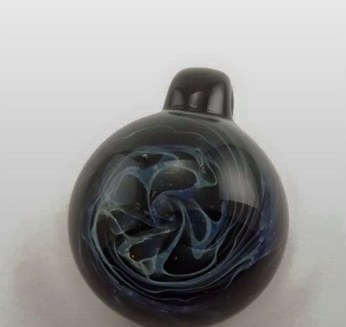 Dark silver-fumed borosilicate glass pendant by Jose Valdes
