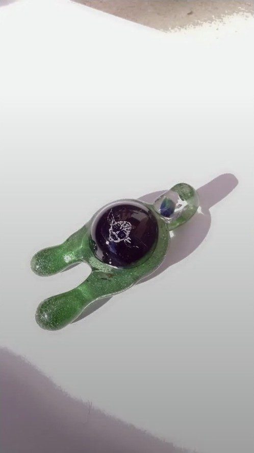 Green sculptural borosilicate glass piece by Jose Valdes
