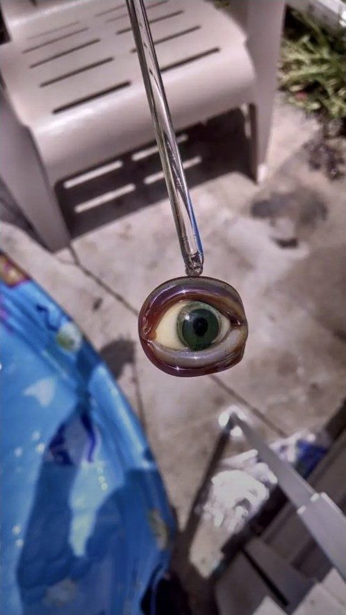 A realistic borosilicate glass eye being made on the rod by Jose Valdes