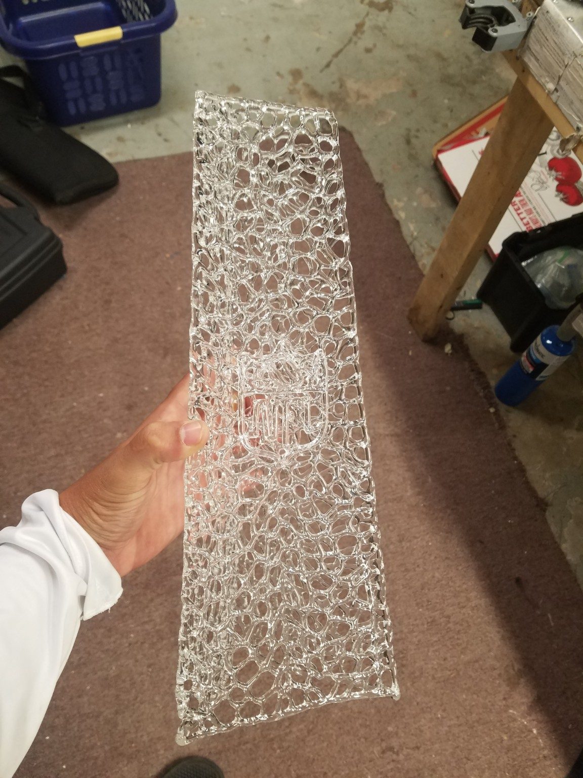 Making the borosilicate glass Lombardi Trophy, process step 9