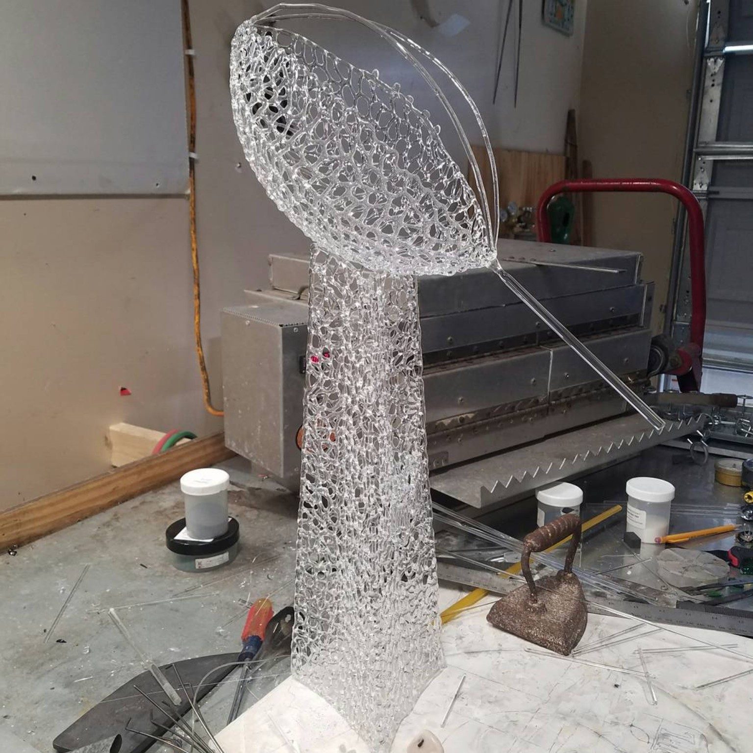 Making the borosilicate glass Lombardi Trophy, process step 10